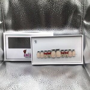 Cherry Design & Chrome French Nails